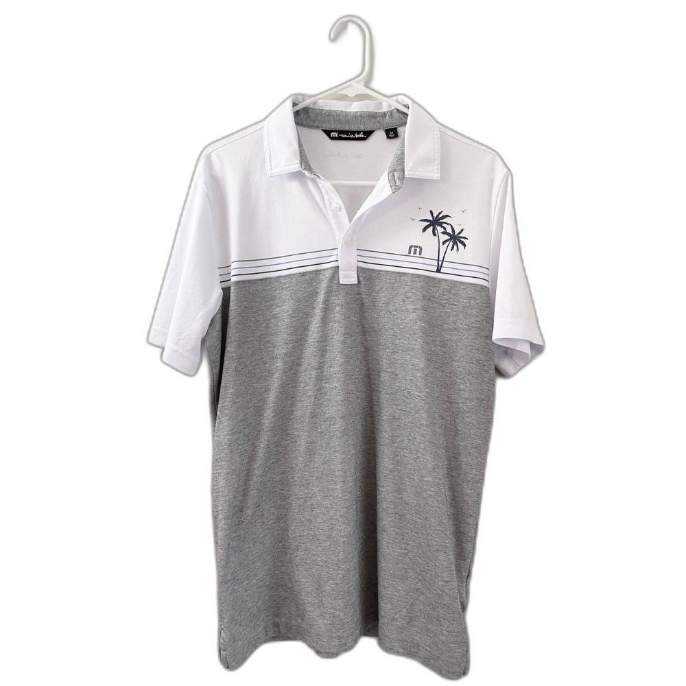 Travis Mathew Palm Tree White and Gray Polo